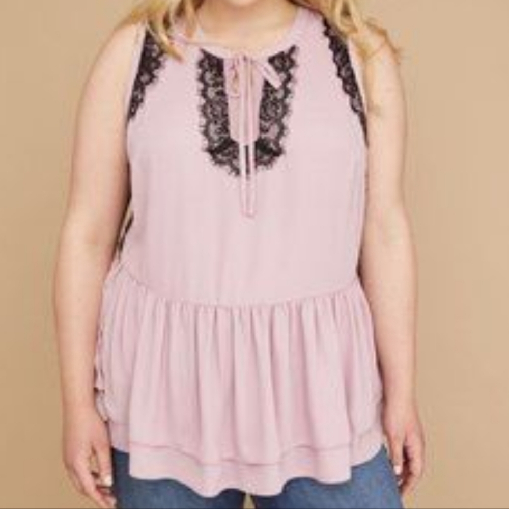 Lace Trim Peplum top